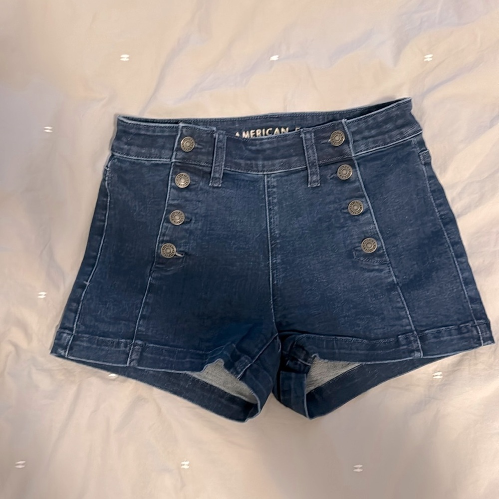 American Eagle Outfitters Stretchy high waist denim sailor, indigo, size 6
